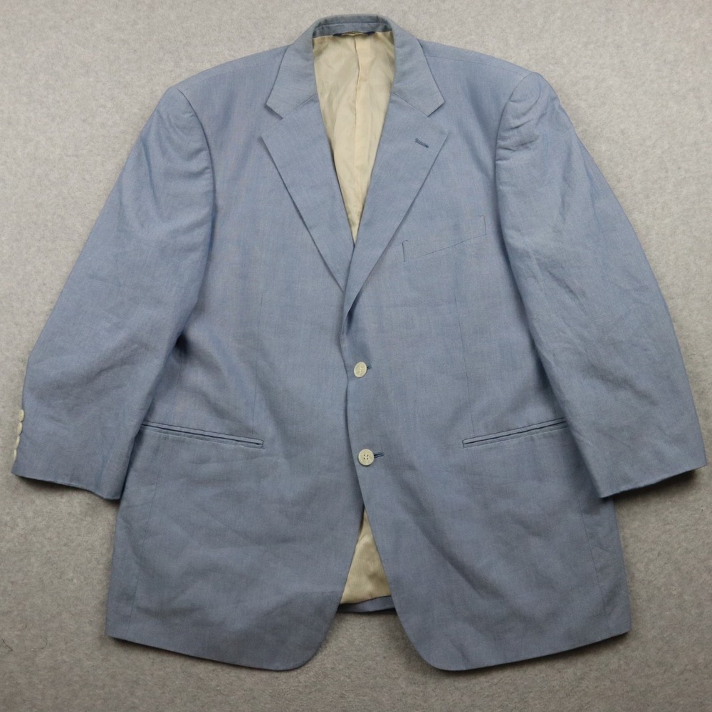 Alan Flusser Blazer Mens 46R 2-Button Suit Jacket Sport Coat Business Blue